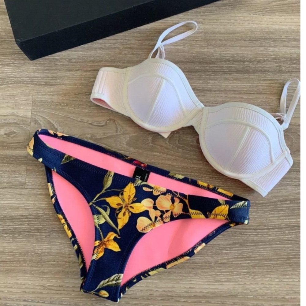 Triangl // Delphine Neoprene // Navy Blue Floral Bikini Top & Bottom